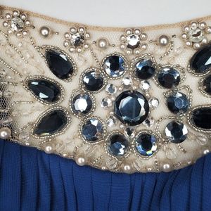 Adriana Papell Grecian Jeweled Neck Gown